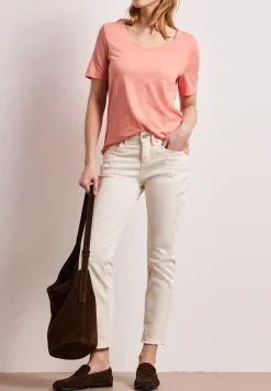 T-shirt basique avec col en V en couleur unie
