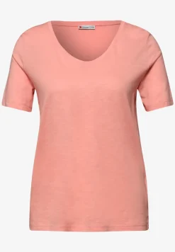 T-shirt basique avec col en V en couleur unie