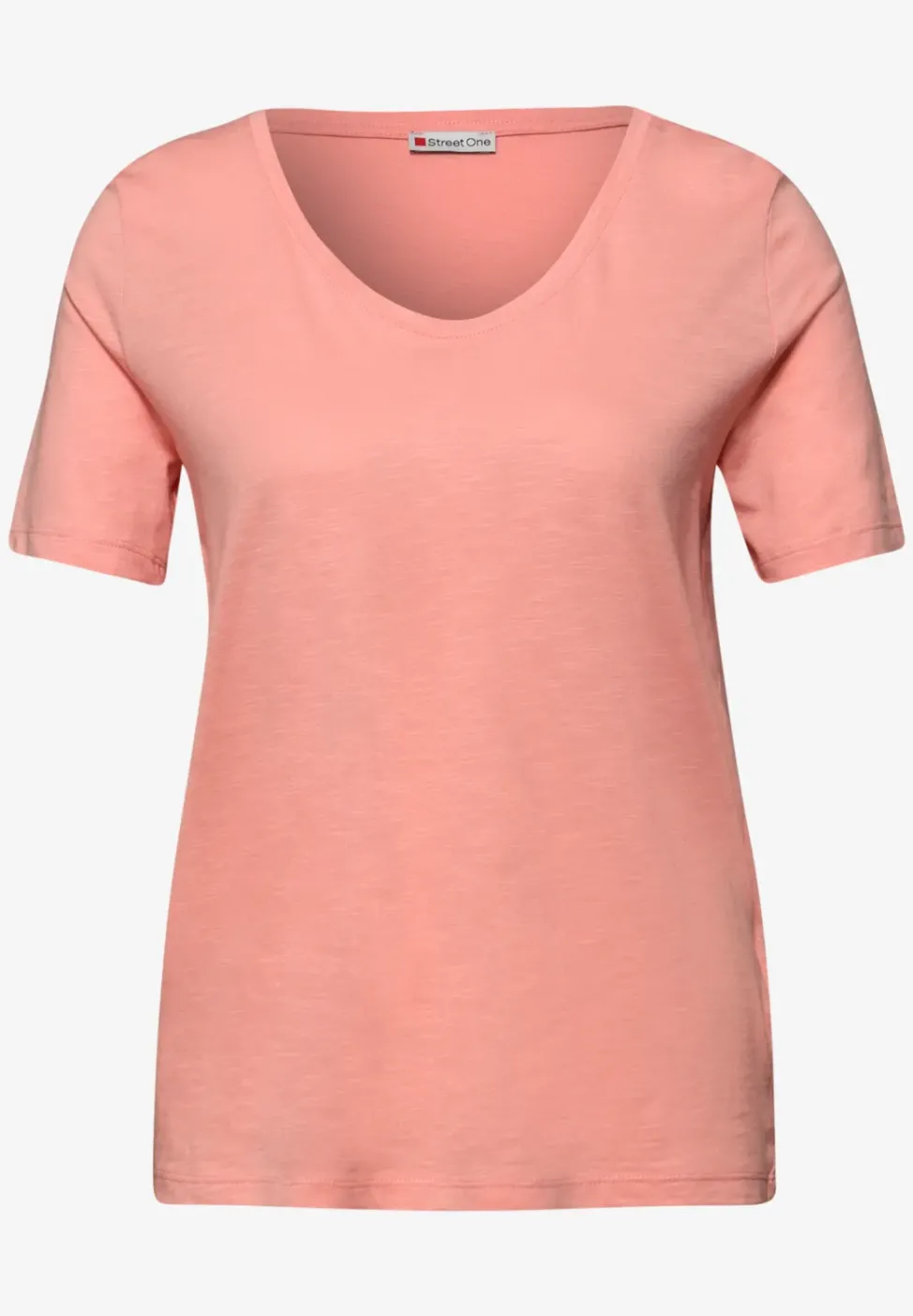T-shirt basique avec col en V en couleur unie