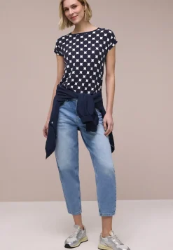 T-shirt Basique Col U imprimé à Manches Courtes