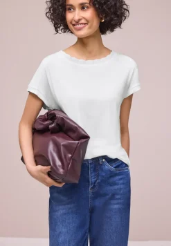 T-shirt col bateau avec bande décorative