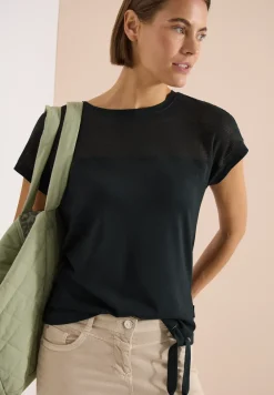 T-shirt col bateau avec empiècement en mesh