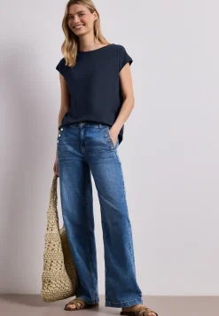 T-shirt col bateau effet soyeux