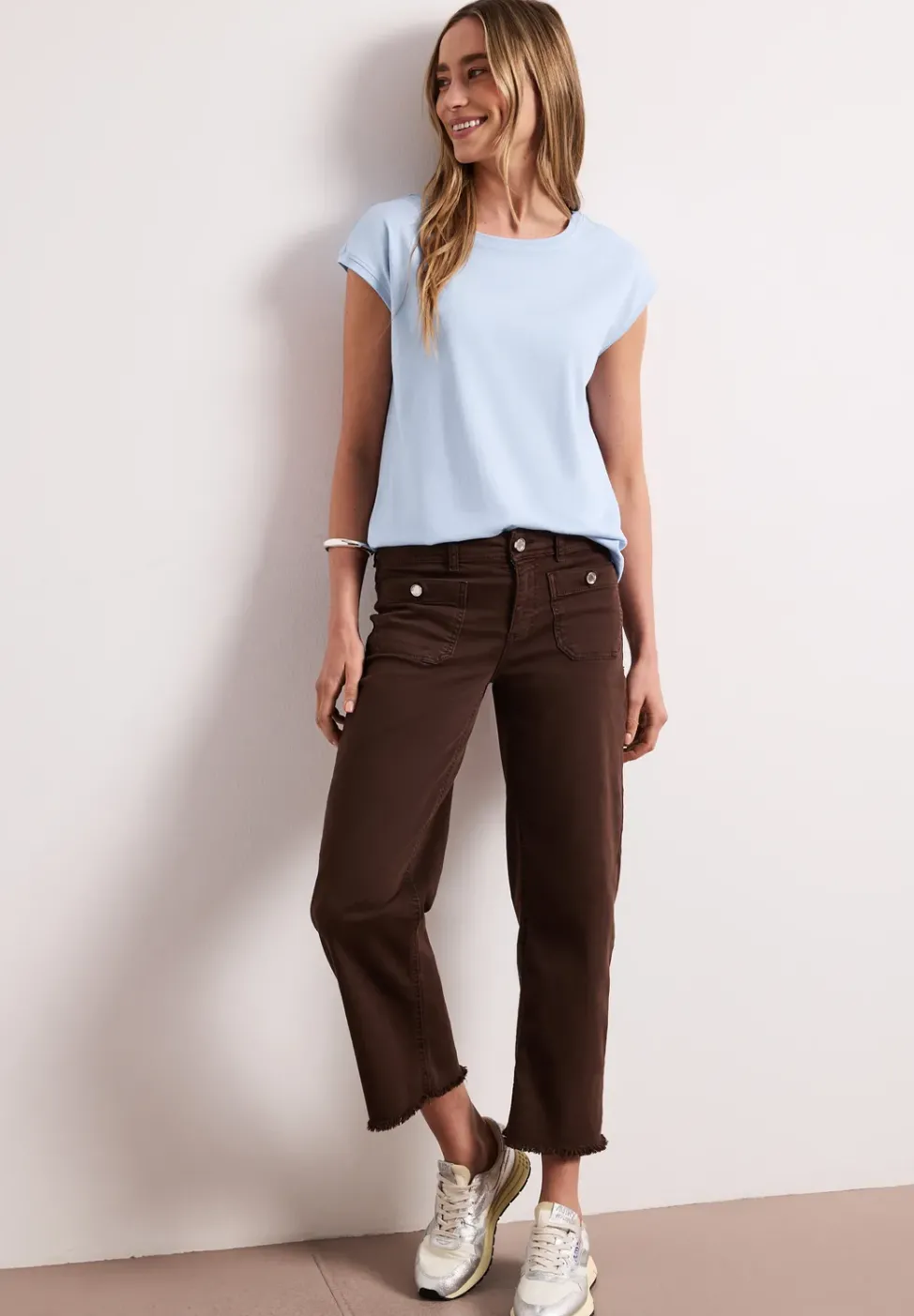 T-shirt col bateau effet soyeux