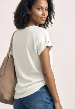 T-shirt col fendu avec boutonnage décoratif