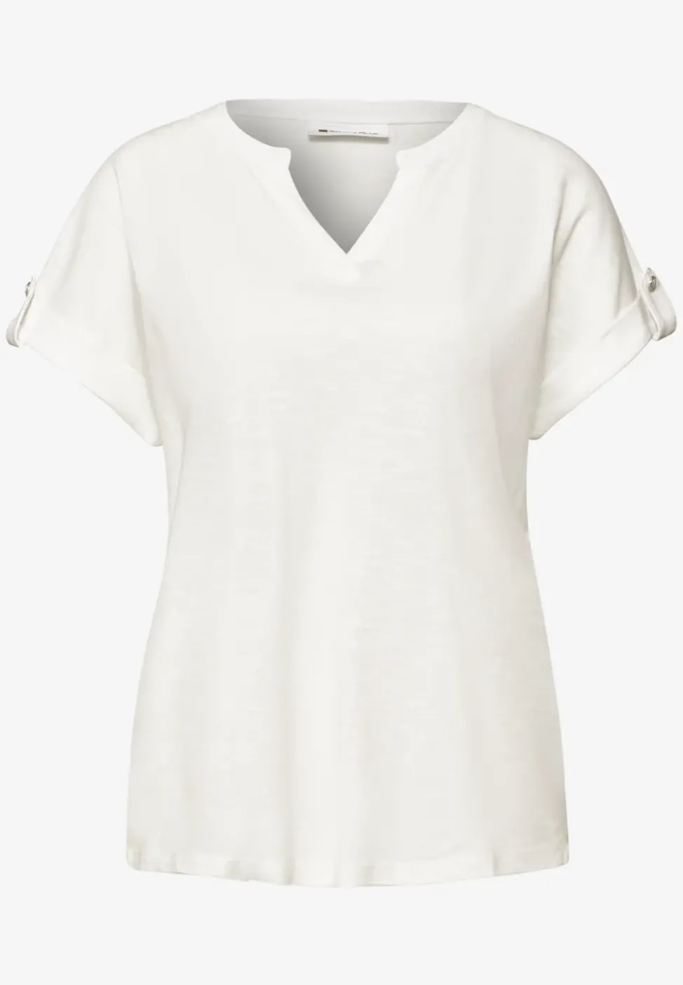 T-shirt col fendu avec boutonnage décoratif