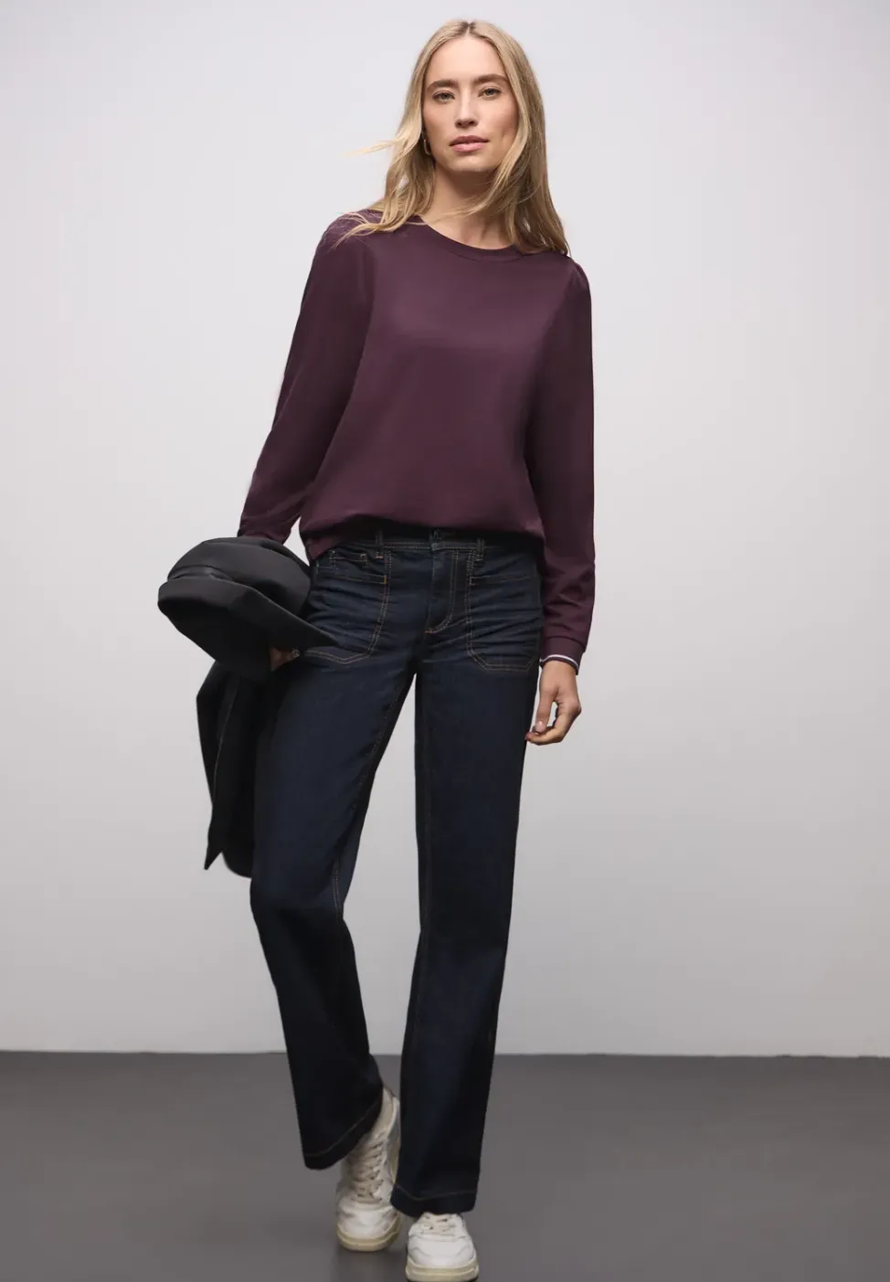 T-shirt doux avec détails côtelés