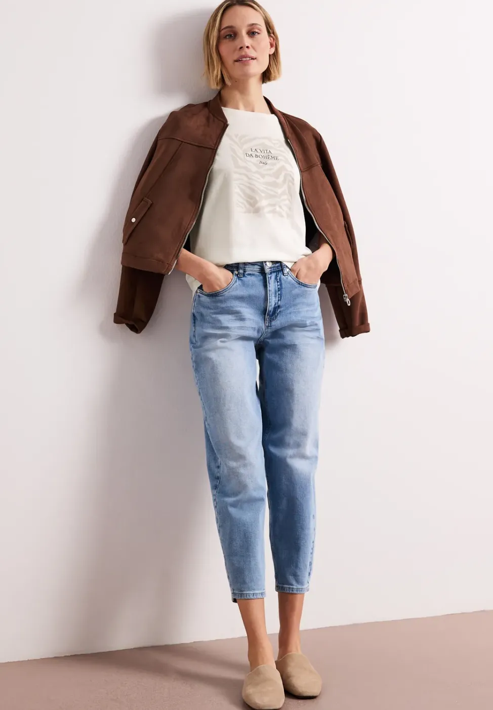 T-shirt dropped shoulder avec imprimé frontal
