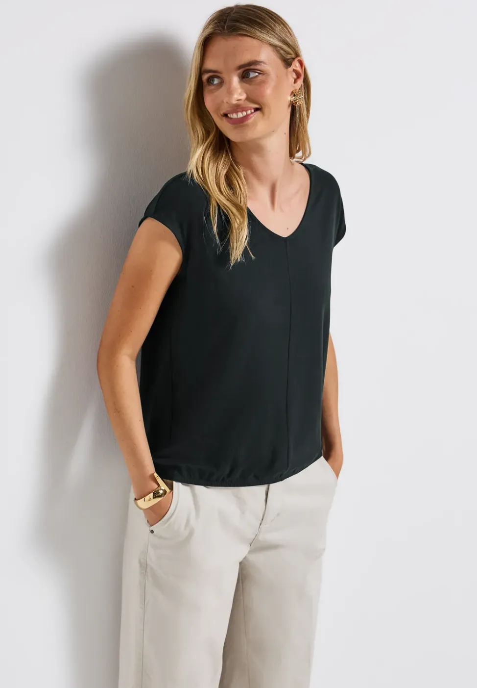 T-shirt en jersey à col en V