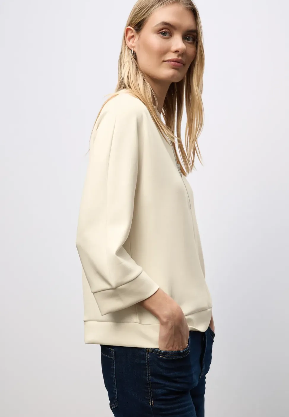 T-shirt en soie avec fermeture éclair