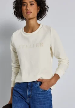 T-shirt en velours côtelé fin avec wording