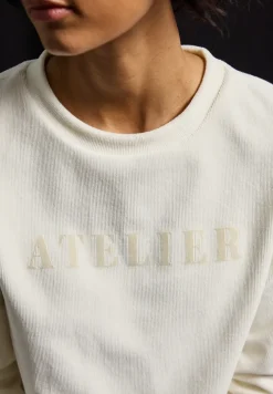 T-shirt en velours côtelé fin avec wording