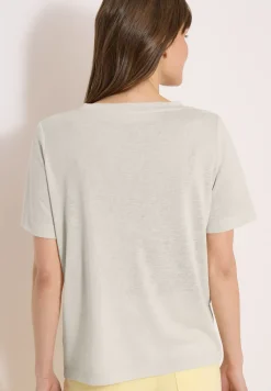 T-shirt imprimé à effet lin