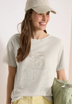 T-shirt imprimé à effet lin