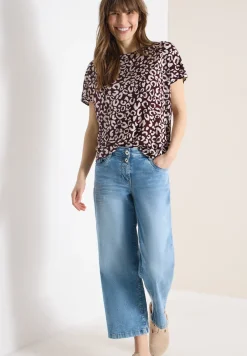 T-shirt look lin avec imprimé léopard