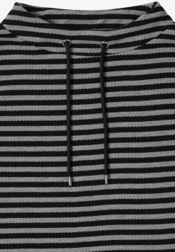 T-shirt rayé à col funnel