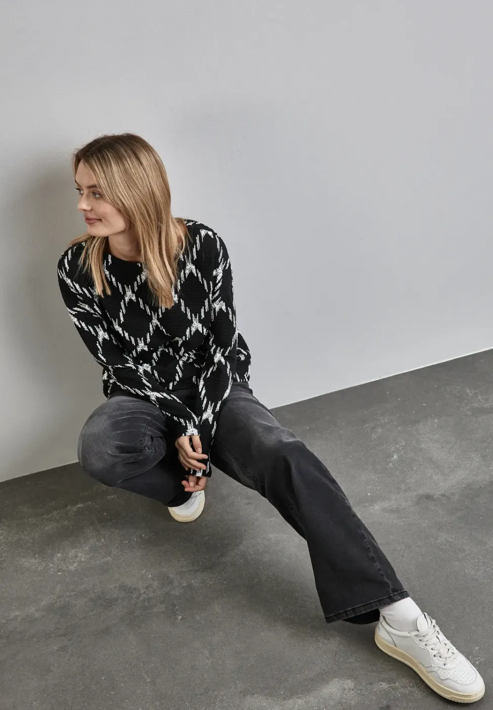 T-shirt structuré avec motif à carreaux