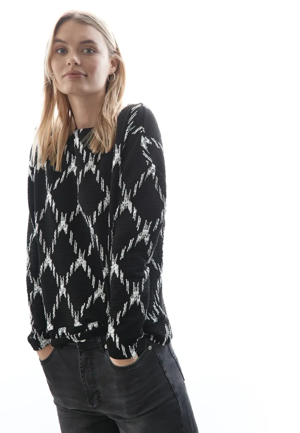 T-shirt structuré avec motif à carreaux