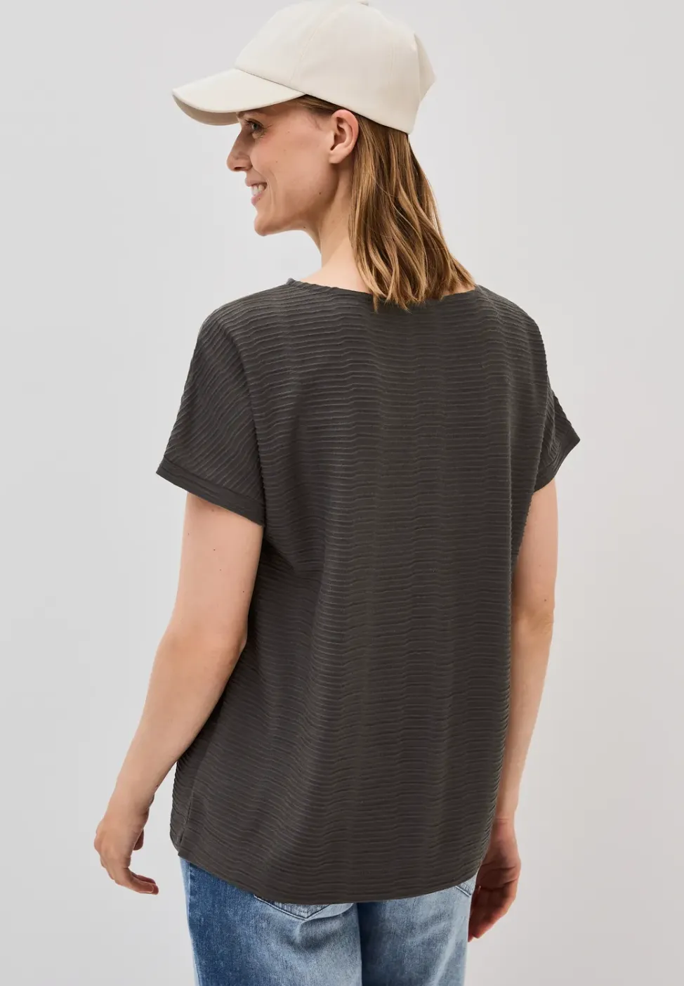 T-shirt structuré en couleur unie