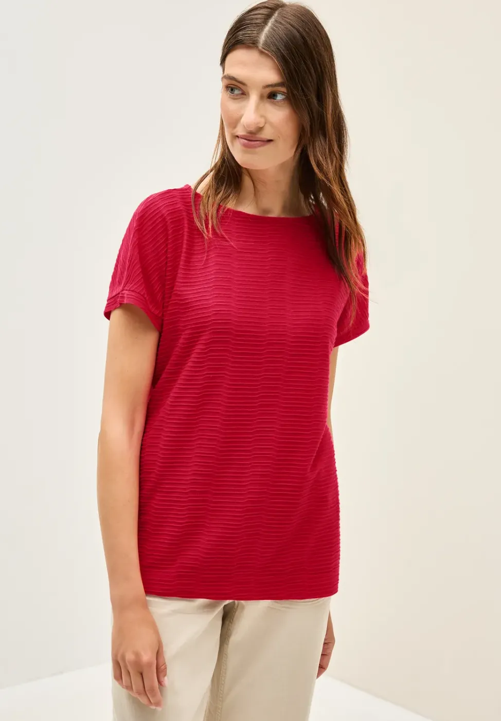 T-shirt structuré en couleur unie