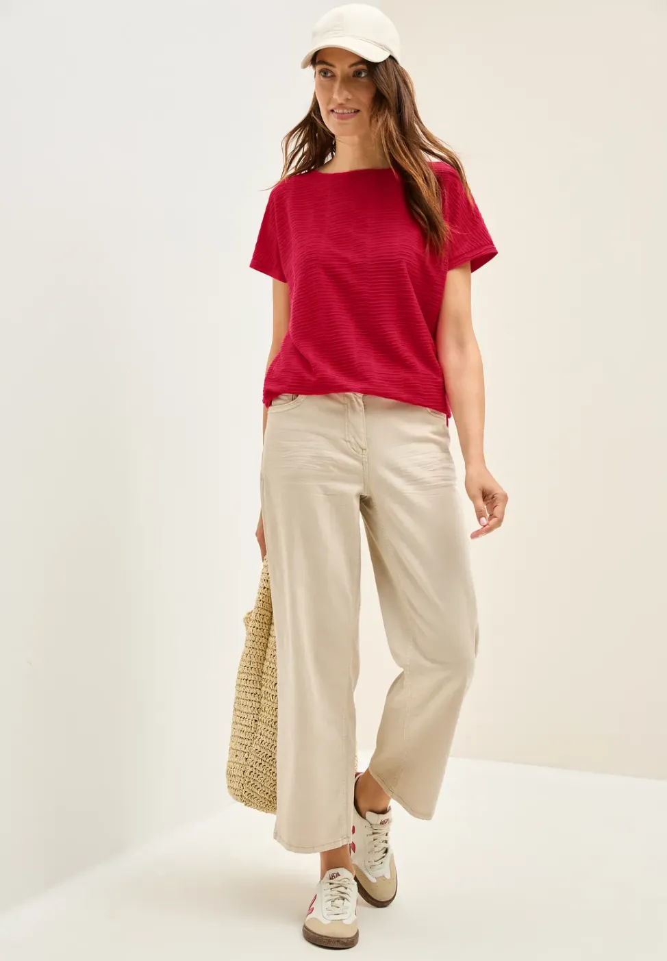 T-shirt structuré en couleur unie