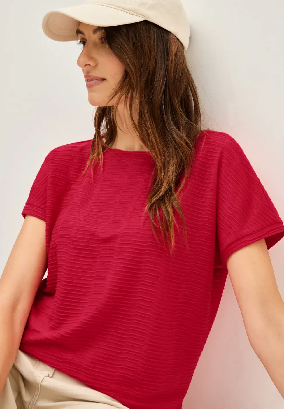 T-shirt structuré en couleur unie