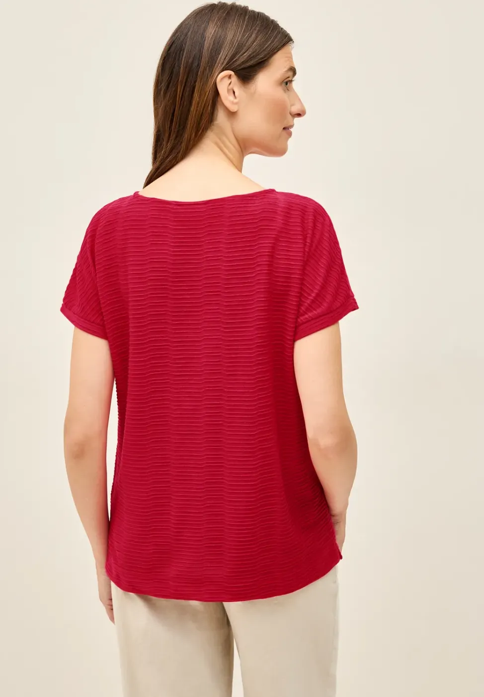 T-shirt structuré en couleur unie