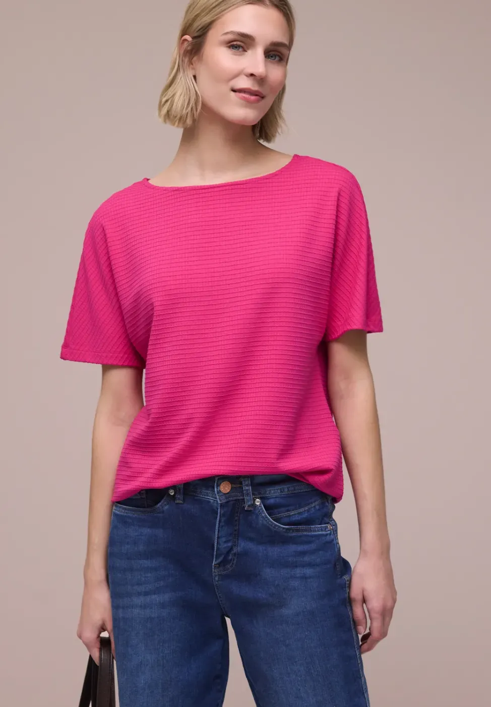 T-shirt structuré en couleur unie