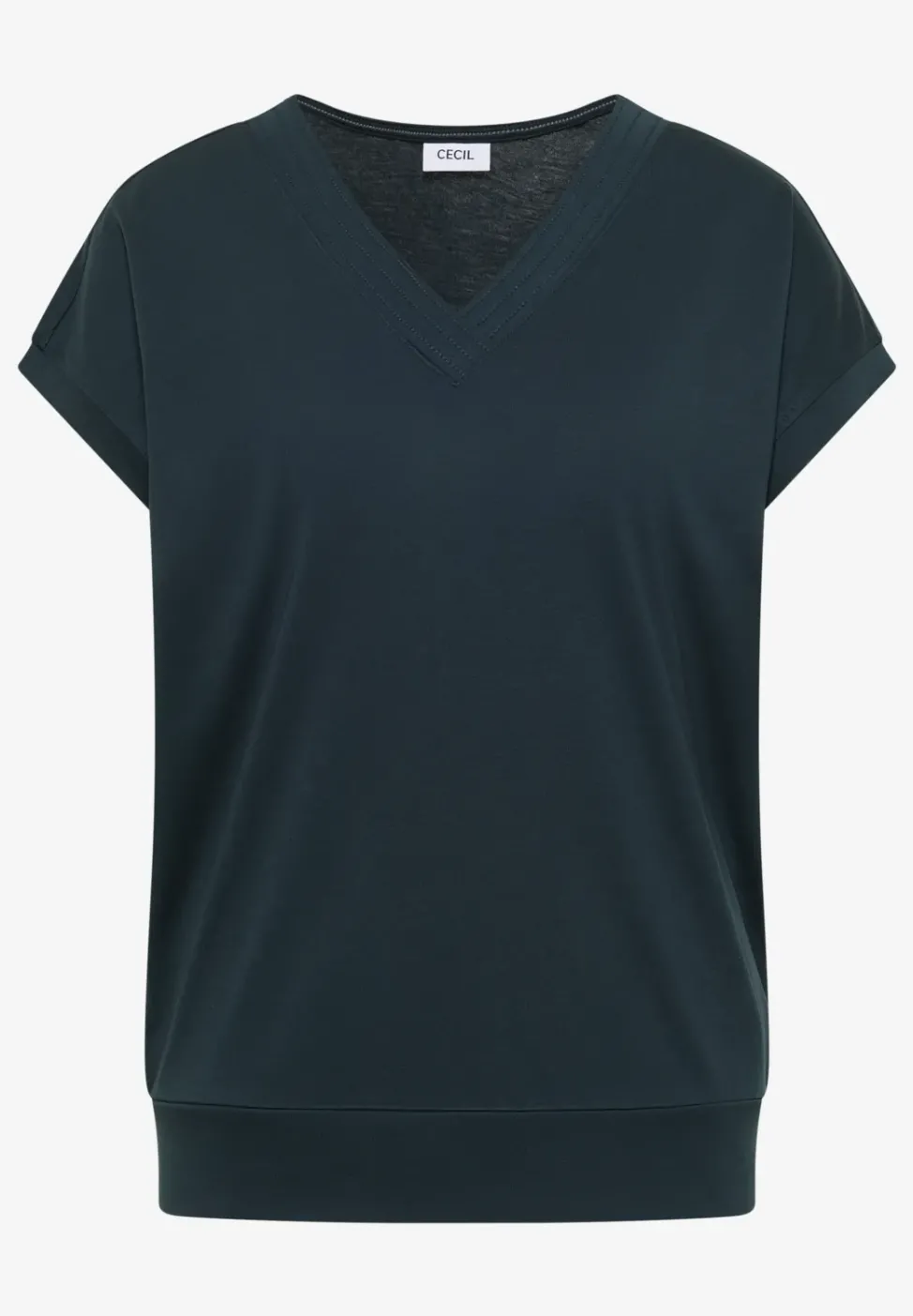 T-shirt uni à col V et manches courtes