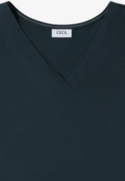 T-shirt uni à col V et manches courtes