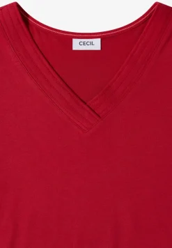 T-shirt uni à col V et manches courtes