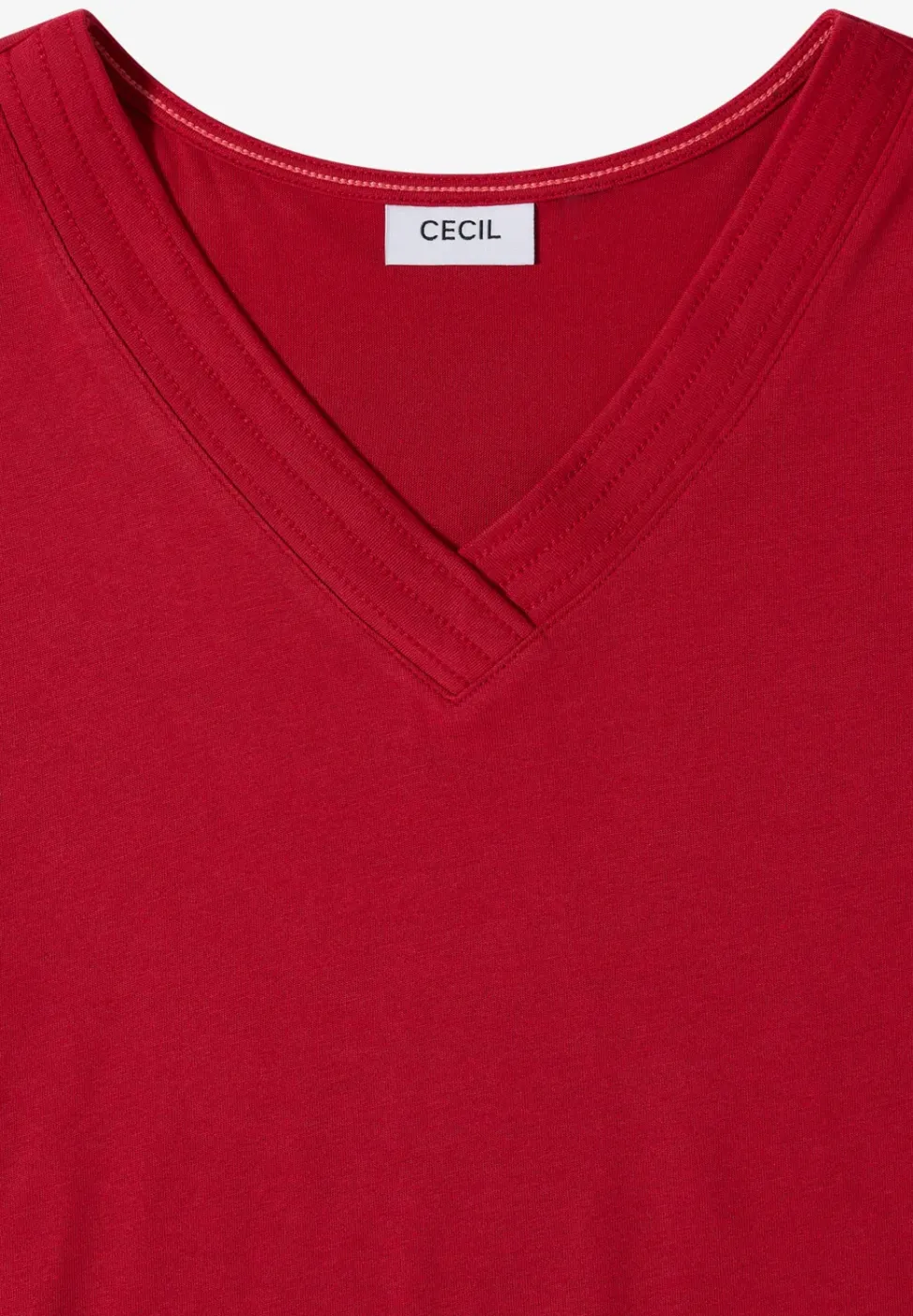 T-shirt uni à col V et manches courtes