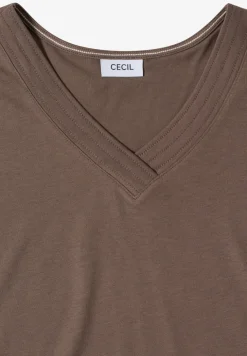 T-shirt uni à col V et manches courtes
