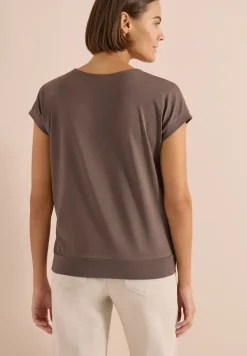 T-shirt uni à col V et manches courtes
