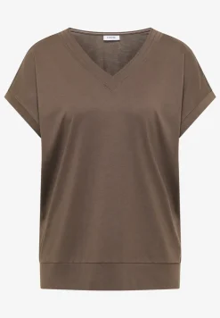 T-shirt uni à col V et manches courtes