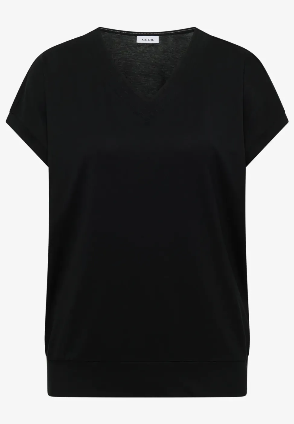 T-shirt uni à col V et manches courtes