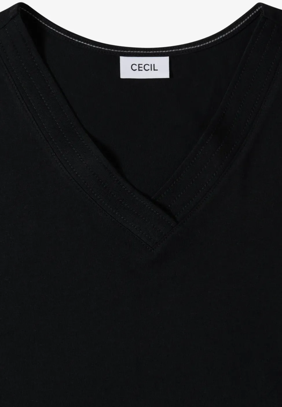 T-shirt uni à col V et manches courtes