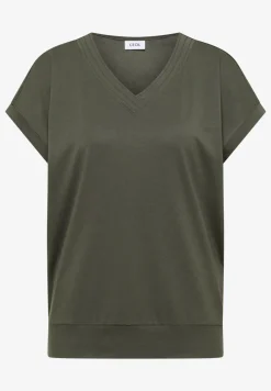 T-shirt uni à col V et manches courtes