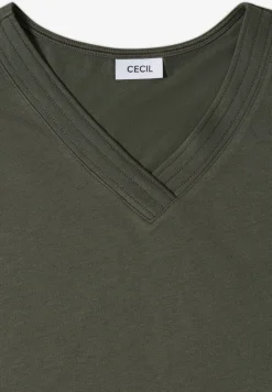 T-shirt uni à col V et manches courtes