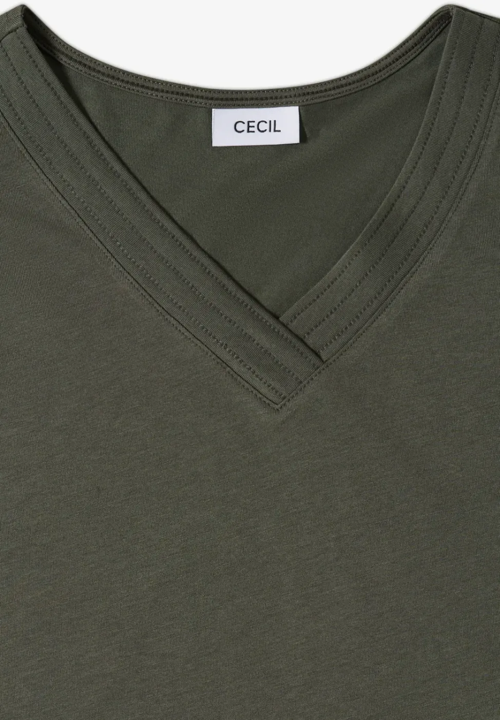 T-shirt uni à col V et manches courtes
