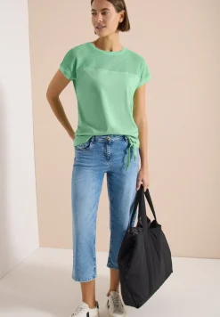 T-shirt col bateau avec empiècement en mesh