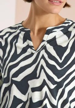 T-shirt à col fendu avec imprimé