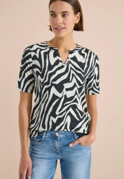 T-shirt à col fendu avec imprimé