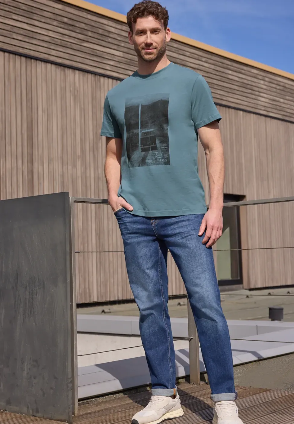 T-shirt à col rond avec photo imprimée