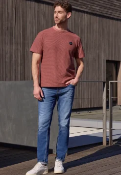 T-shirt à col rond et fines rayures