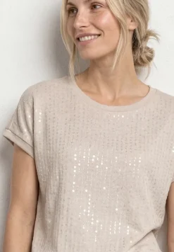 T-shirt à col rond et paillettes