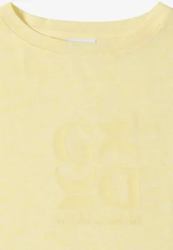 T-shirt imprimé à effet lin