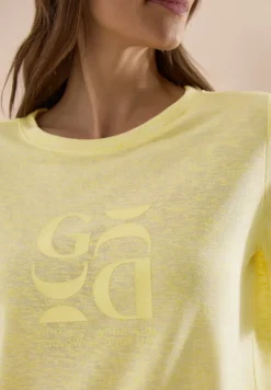 T-shirt imprimé à effet lin