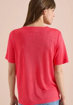 T-shirt imprimé à effet lin