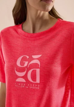 T-shirt imprimé à effet lin